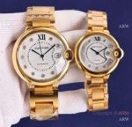 Swiss Quality Replica Ballon Bleu de Cartier All Gold Sapphire Watches 42mm and 33mm